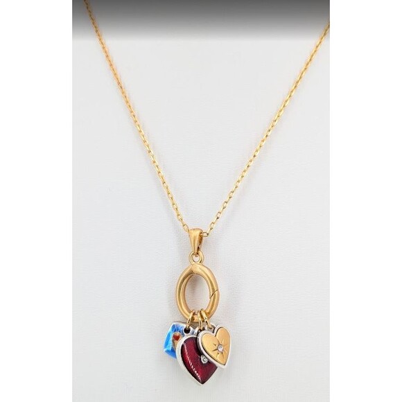 Brighton Jewelry - Brighton One Heart Necklace JM7687 Gold Silver Blue Red Enamel Crystal 16-19in